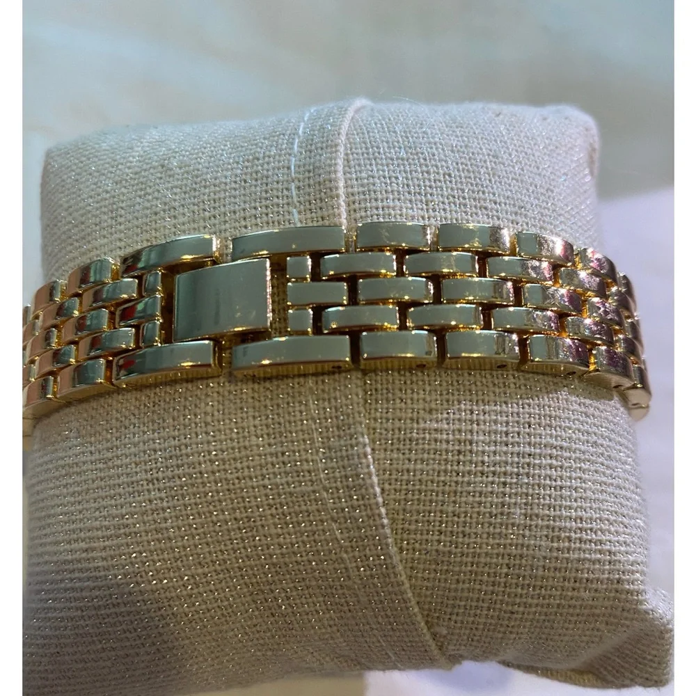 Rachel Zoe Women's Gold-Tone Square Link Bracelet Watch
